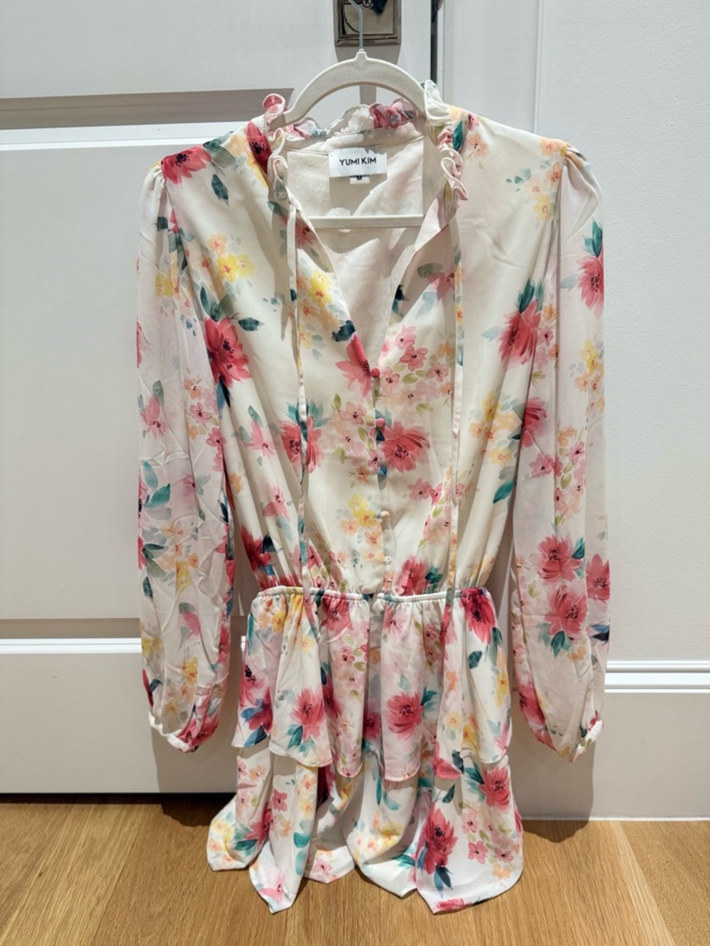 Yumi Kim Love Always in its Magic Ivory Floral Ruffle Mini Dress, Size M